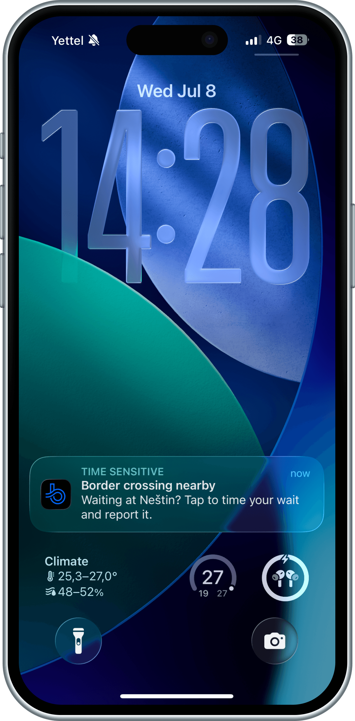 Bordi lock-screen reminder asking how long the crossing took