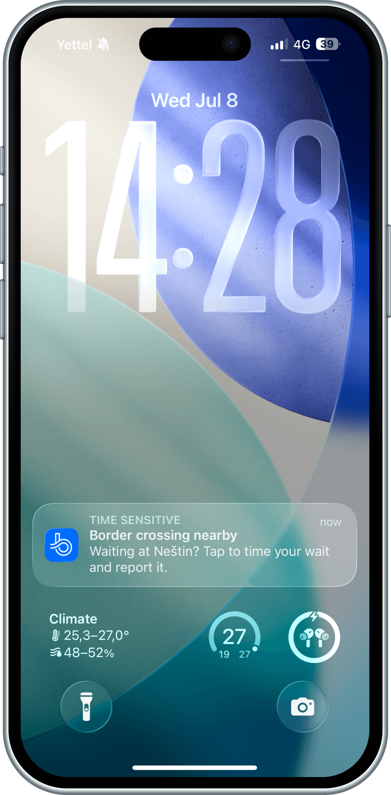 Bordi lock-screen reminder asking how long the crossing took