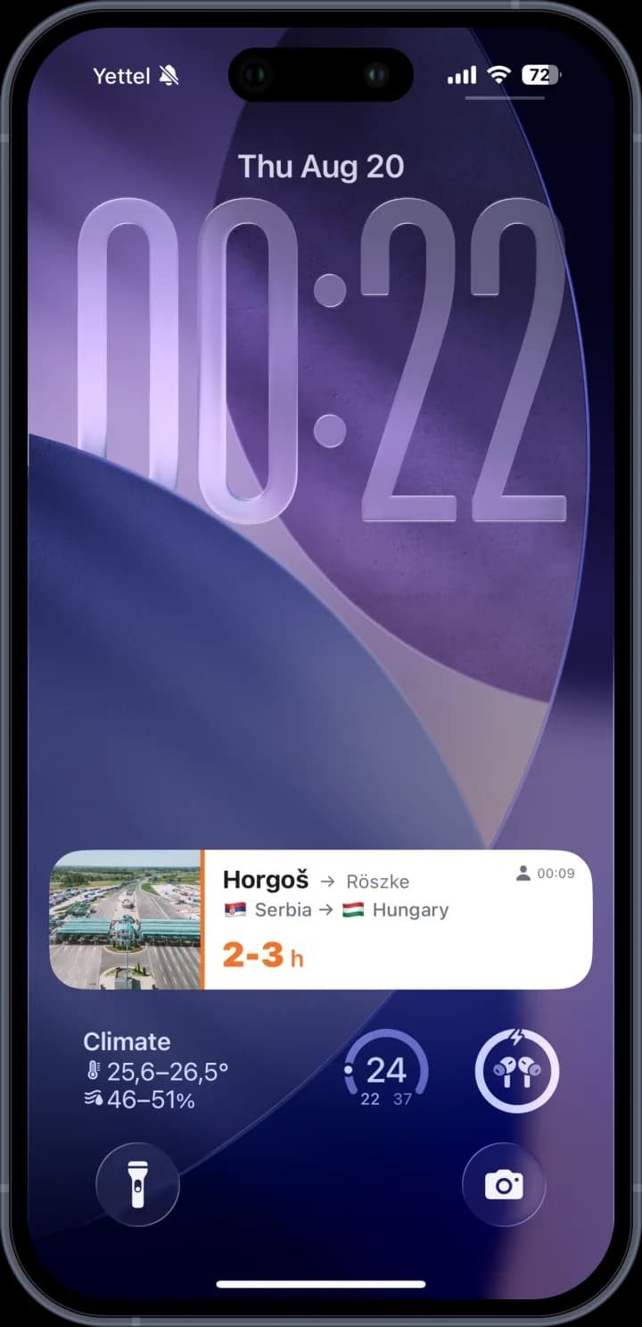 A crossing widget on the Lock Screen
